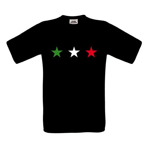 Italia T-Shirt – Drei Sterne groß in Grün-Weiß-Rot – S M L XL XXL XXXL – Textil black / Größe L