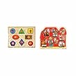 Melissa & Doug Large Shapes and Large Farm Wooden Jumbo Knob Puzzle Bundle