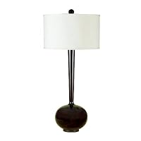 Candice Olson Sloane Table Lamp, Faux Polished Wood with Cream Hard-Back Shade 15x33