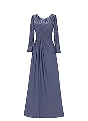 Lace Asymmetric Chiffon Scoop Neck Mother-of-the-Bride Dress 