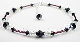 January Garnet Beaded Anklets - Adjustable Birthstone Ankle Bracelets in Sterling Silver Handmade Jewelry