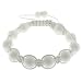 Hot 10mm White Solid Crystal Ball Mens Jewelry Adjustable Bracelet