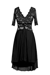 V-neck Chiffon/Satin/Tulle Knee Length Short Mother-of-the-Bride Dress 