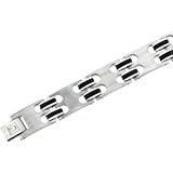Mens Bracelet Titanium And Black Rubber 8.5 Inch