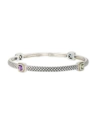 Sterling silver and 18k gold Enchanta Collection cushion cut multi-colored gemstone bracelet 8 inch