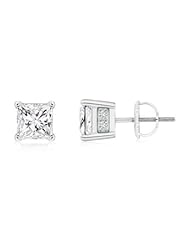 1.93 ct Princess Diamond with Round Diamond Stud Earrings