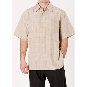 Michael Brandon Perforated Box Tan Short Sleeve Woven Shirt