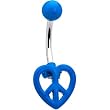 Blue Neon Peace Sign Heart Belly Ring