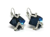 Blue Facet Glass Crystal Deco Earring Jewelry