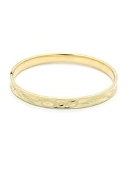 14K Yellow Gold 6mm Diamond Cut 2.5 Diameter Adjustable Bangle Bracelets