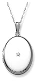 14k White Gold Diamond-Accent Oval Locket, 20