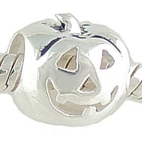 Petite Jack-O-Lantern Halloween Sterling Silver Bead for European Charm Bracelet