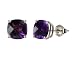 10k White Gold Checkerboard Cushion African Amethyst Gemstone Stud Earrings (8mm 4.00 cttw)