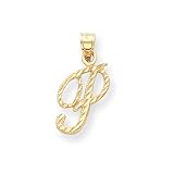14k Gold Diamond-cut Fancy Initial P Pendant