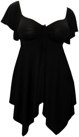 eVogues Plus size Deep V-neck Asymmetric Slimming Top