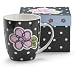 Molly Sue Mug Bone China Black Polka Dots and Pink Flowers w/ Matching Gift Box