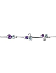 14k White Gold 0.09 Ctw Multicolor Three Stone Bracelet