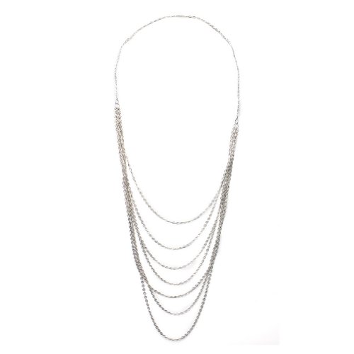 RHX Lady Vintage Style 7 layer Long Tassel Pendant Necklace Sweater Chain Silver New