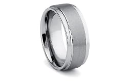 Tungsten Carbide Ring Satin High Polish Beveled edges 8mm