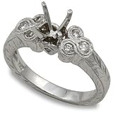 1/4ctw 6 Diamond Etched Semi-Mount in 18k