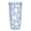 Blue & White Polka Dot 16 oz Insulated Beverage Tumbler, Clear
