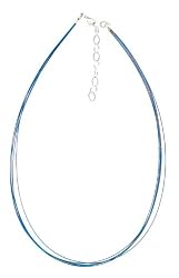 Necklace Cord For Pendants - D69 - Multi-Strand Cord - Stainless Steel with .925 Sterling Silver Ends - 16" + 2" Extension Chain - Teal Color