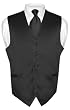 Men's BLACK Dress Vest and NeckTie Set for Suit or Tuxedo