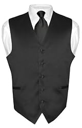 Men's BLACK Dress Vest and NeckTie Set for Suit or Tuxedo