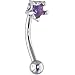 Amethyst Cubic Zirconia Star Curved Eyebrow Ring