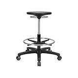 Perch Polyurethane Industrial Stool w/Footring 18" - 26" (Glides/Stationary ....