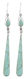 Sterling Silver Long Turquoise Inlay Teardrop Earrings