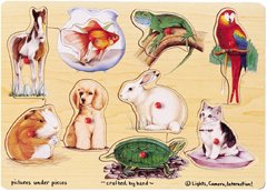 Childrens Toyshop  Toys : Wooden Pets 9-piece Peg Puzzle