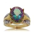 5CT Mystic Fire Topaz & Diamond Ring in Solid  14K Yellow Gold Radiant Cut