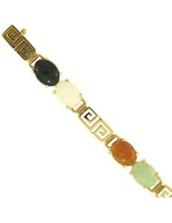 Natural Multi Colored Oval Jade Bracelet