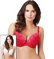 2 Pack Limited Collection Floral Embroidered Padded DD-G Bras