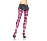 Woven plaid opaque pantyhose