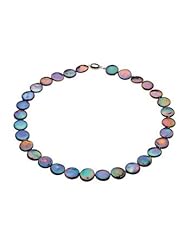 Sterling Silver Black Freshwater Cultured Coin Pearl Necklace