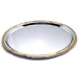 18 x 13 Oval Chrome Tray with Gold Border (06-0462)