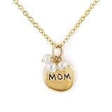 14K Gold MOM Pendant with Pearl Accents