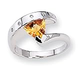 Sterling Silver Citrine and Diamond Ring - Size 8