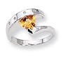 Sterling Silver Citrine and Diamond Ring - Size 8 - JewelryWeb