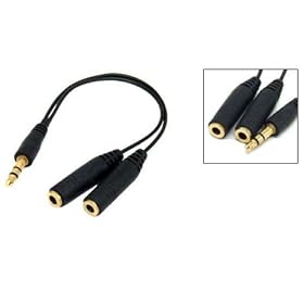 3.5mm Stereo Jack Splitter Cable iPod MP3 Player Headphone Speaker Adapter - 3.5mm Male to 2 x Female - Gold Plated Connectors