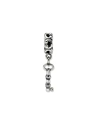 Ornate Skeleton Key Charm in Sterling Silver for 3mm Charm Bracelets