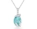 Pear Shaped Aquamarine wand Diamond Pendant in White Gold
