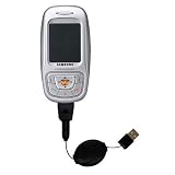 Retractable USB Cable for the Samsung SGH-E350 with Power Hot Sync and Charge capabilities - Gomadic Brand w/ TipExchange Technology