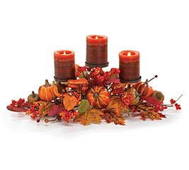 Pumpkin Autumn Fall Holiday Candleholder Pillar Centerpeice