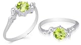 Round Cut Peridot Ring Sterling Silver