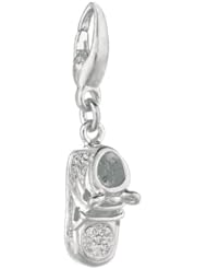 Sterling silver 0.10ct TDW Diamond Baby Bootie (Charm)