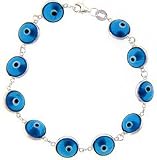 Sterling Silver Evil Eye Bracelet Blue