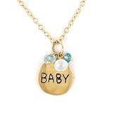 14K Gold BABY Pendant with Blue Accents